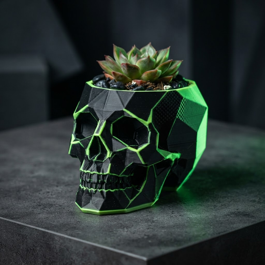 Two-tone skull planter 3D print