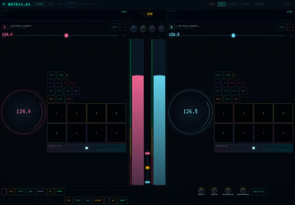 Screenshot of Toni McQueen DJ decks interface